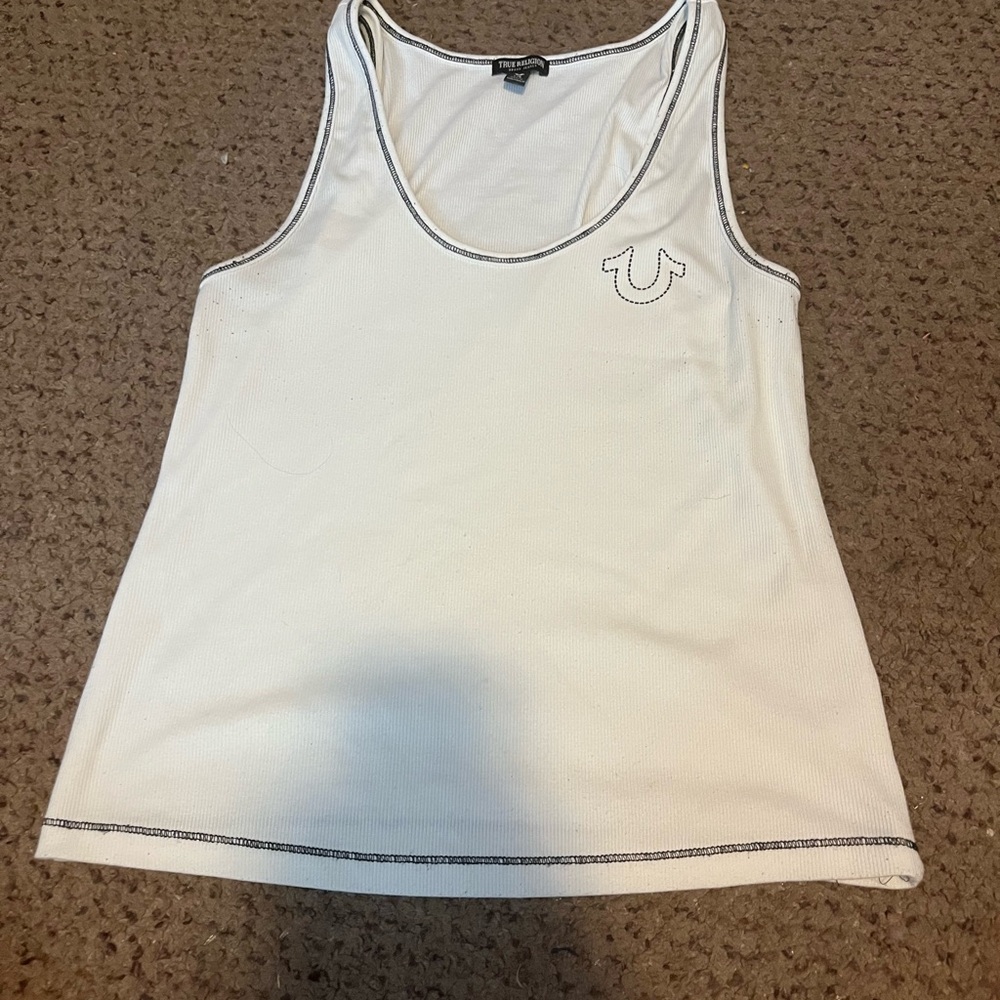 True Religion Ivory Tank Top with Logo